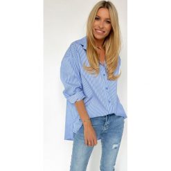 Koszula Stripes Blue. Niebieskie koszule ClothStore, bez wzorów, z wiskozy, eleganckie, bez kołnierzyka, bez ramiączek. Za 169.00 zł.