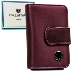 Fioletowy portfel damski ze skóry naturalnej i ekologicznej zamykany na suwak i zatrzask - Peterson. Fioletowe portfele Peterson, bez wzorów, ze skóry. Za 119.99 zł.