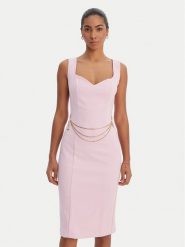 Fracomina Sukienka koktajlowa FR26SD2017W42901 Różowy Slim Fit. Czerwone sukienki Fracomina, l, bez wzorów, z syntetyku, wizytowe, bez kołnierzyka, bez ramiączek. Za 699.99 zł.