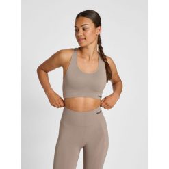 Damski bezszwowy biustonosz sportowy Hummel Tif. Brązowe biustonosze sportowe Hummel, bez wzorów, na fitness i siłownię. Za 169.50 zł.