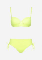 Jasnozielone Bikini Dwuczęściowe Usztywniany Biustonosz na Cienkich Ramiączkach Majtki Figi Ściągane Troczkiem Joans. Zielone bikini Born2be, bez wzorów, klasyczne. Za 109.99 zł.