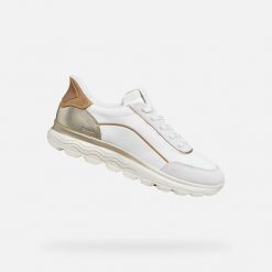 Buty GEOX D SPHERICA PLUS Biały. Białe buty do biegania Geox, bez wzorów, z materiału, bez zapięcia, do biegania. Za 473.00 zł.