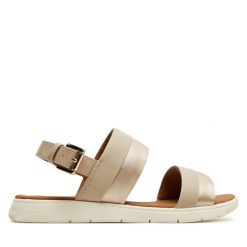 Sandały Geox. Brązowe sandały Geox, bez wzorów, bez obcasa, na płaskiej podeszwie, bez zapięcia. Za 269.99 zł.