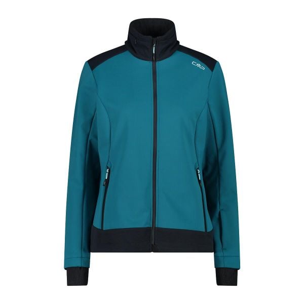Kurtka damska turystyczna CMP 34A2436. Zielone kurtki przejściowe sportowe CMP, l, bez wzorów, z softshellu, z kapturem, trekkingowe. Za 425.00 zł.