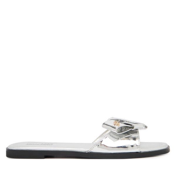 Klapki LOVE MOSCHINO. Szare klapki Love Moschino, bez wzorów, bez obcasa, bez zapięcia. Za 575.99 zł.