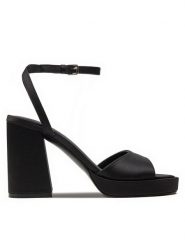 ONLY Shoes Sandały Onlarlo-1 15319237 Czarny. Czarne sandały ONLY SHOES, bez wzorów, z materiału, bez obcasa, na słupku, bez zapięcia. Za 219.99 zł.