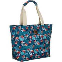 Torba plażowa na ramię turkusowa 207-10. Niebieskie torebki klasyczne bez wzorów, z materiału, na ramię, duże, bez dodatków. Za 39.99 zł.