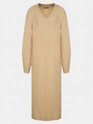 Gina Tricot Sukienka dzianinowa 20233 Beżowy Regular Fit. Brązowe sukienki Gina Tricot, l, bez wzorów, z dzianiny, bez kołnierzyka, bez ramiączek. Za 179.99 zł.