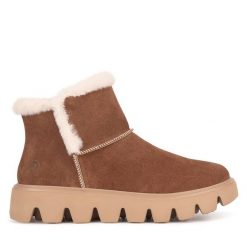 Śniegowce Rieker Revolution Lifestyle. Brązowe botki Rieker Revolution Lifestyle, bez wzorów, bez zapięcia. Za 391.00 zł.