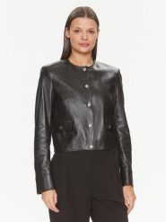 Boss Kurtka skórzana Samarie 50505500 Czarny Slim Fit. Czarne kurtki Boss, bez wzorów, ze skóry, bez kaptura. Za 1,499.00 zł.