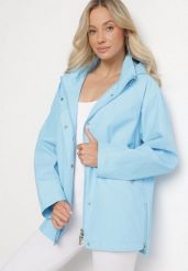 Jasnoniebieska Kurtka w Stylu Wiatrówki z Odpinanym Kapturem Ndivisa. Niebieskie kurtki Born2be, l, bez wzorów, z jeansu, klasyczne. Za 189.99 zł.