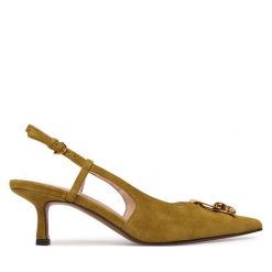 Czółenka Coccinelle. Zielone czółenka Coccinelle, bez wzorów, bez obcasa, bez zapięcia. Za 899.99 zł.