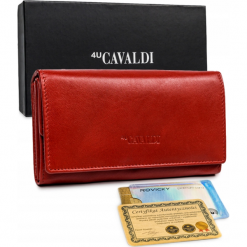 Portfel czerwony Cavaldi RD-08-GCL-2449 RED. Czerwone portfele 4U Cavaldi, bez wzorów, ze skóry. Za 69.99 zł.