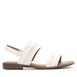 Sandały Clara Barson. Białe sandały Clara Barson, bez wzorów, bez obcasa, na płaskiej podeszwie, bez zapięcia. Za 99.99 zł.