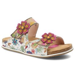 Klapki damskie Laura Vita, cholewka ze skóry naturalnej dwa regulowane paski na rzep wygodna podeszwa, beżowe, 32 AS318-32. Brązowe klapki LAURA VITA, bez wzorów, ze skóry, bez obcasa, bez zapięcia. Za 319.00 zł.