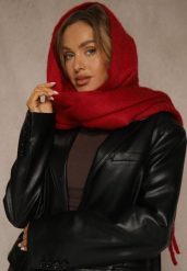 Bordowy Szalik Ozdobiony Frędzlami Esalirea. Czerwone szaliki i kominy Renee, na jesień, bez wzorów, wizytowe. Za 44.99 zł.