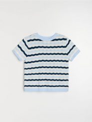 Swetrowa bluzka z krótkim rękawem - granatowy. Niebieskie bluzki Sinsay, l, bez wzorów, bez kołnierzyka, bez ramiączek. Za 39.99 zł.