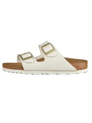 Birkenstock Klapki "Arizona" w kolorze białym rozmiar: 38. Białe klapki Birkenstock, bez wzorów, klasyczne, z otwartym noskiem, bez obcasa, bez zapięcia. Za 314.95 zł.