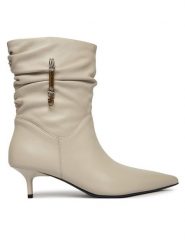 PINKO Botki Gloria 28 SD0629P003 Kremowy. Białe botki Pinko, bez wzorów, ze skóry, bez obcasa, na płaskiej podeszwie, bez zapięcia. Za 1,399.00 zł.