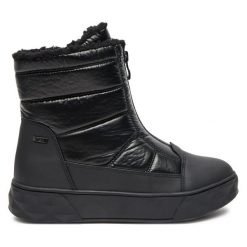 Botki Caprice. Czarne botki Caprice, bez wzorów, bez obcasa, na płaskiej podeszwie, bez zapięcia. Za 249.99 zł.