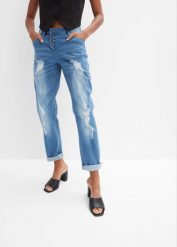 Dżinsy Boyfriend, mid waist. Niebieskie jeansy bonprix, bez wzorów, z jeansu. Za 169.99 zł.