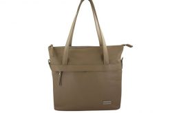 Shopperka skórzana BARBERINI'S Beżowa 996-2. Brązowe shopper bag Barberinis, bez wzorów, ze skóry, biznesowe, na ramię, małe, zamszowe, bez dodatków. Za 339.99 zł.