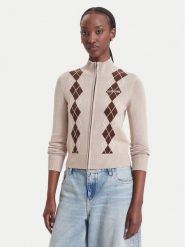 Guess Jeans Kardigan W6BR10 Z1253 Beżowy Regular Fit. Brązowe swetry Guess Jeans, s, z aplikacjami, z jeansu, bez ramiączek. Za 389.99 zł.