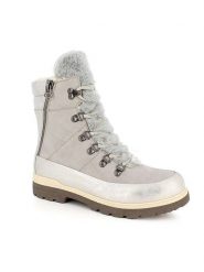 Kimberfeel Botki zimowe "Lou" w kolorze srebrno-szarym rozmiar: 38. Szare botki Kimberfeel, bez wzorów, z materiału, bez obcasa, bez zapięcia. Za 321.97 zł.