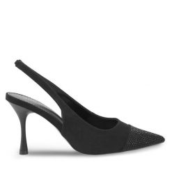 Sandały JENNY. Czarne sandały Jenny, bez wzorów, bez obcasa, na szpilce, bez zapięcia. Za 129.99 zł.