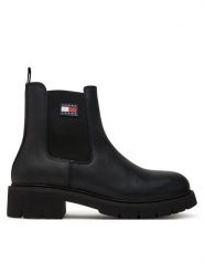 Tommy Jeans Sztyblety Tjw Chelsea Leather Boot EN0EN02825 Czarny. Czarne botki Tommy Jeans, bez wzorów, z jeansu, bez obcasa, na płaskiej podeszwie, bez zapięcia. Za 489.99 zł.