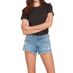 Spodenki sportowe damskie Volcom Stoney Stretch. Niebieskie szorty sportowe Volcom, bez wzorów, z bawełny. W wyprzedaży za 145.00 zł.