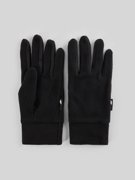 4F Rękawiczki polarowe Touch Screen uniseks - czarne M. Czarne rękawiczki 4f, bez wzorów, z materiału. Za 59.99 zł.