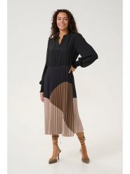 CULTURE Sukienka w kolorze czarno-brązowym rozmiar: XL. Czarne sukienki Culture, xl, bez wzorów, bez kołnierzyka, bez ramiączek, maxi. Za 187.52 zł.