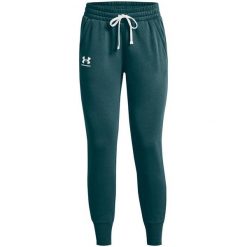 Spodnie dresowe damskie Under Armour Rival Fleece Joggers. Zielone spodnie dresowe Under Armour, bez wzorów, z dresówki. Za 104.00 zł.