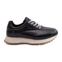 Damskie Sneakersy Buty Sportowe Z Eko Skóry Big Star OO274024 Hi-Poly System Czarne. Czarne buty treningowe bez wzorów, ze skóry ekologicznej, bez zapięcia. Za 284.44 zł.