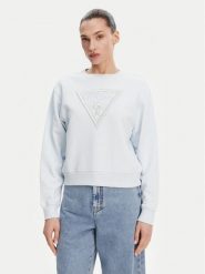 Guess Bluza W5GQ12 KBKM0 Błękitny Regular Fit. Niebieskie bluzy Guess, xxl, z aplikacjami, z bawełny, bez kaptura. Za 249.99 zł.