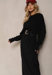 Czarna Pudełkowa Sukienka z Dzianiny z Wiskozą Maziala. Czarne sukienki Renee, na co dzień, bez wzorów, z dzianiny, eleganckie, bez kołnierzyka, bez ramiączek, midi. W wyprzedaży za 111.99 zł.