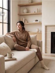Sweter chunky half-zip z półgolfem, z domieszką wełny - beżowy. Brązowe swetry Sinsay, l, bez wzorów, z wełny, bez ramiączek. Za 69.99 zł.