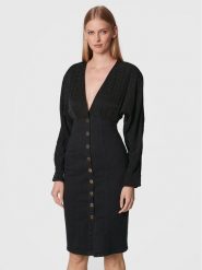 Pinko Sukienka jeansowa Ruggito 1J1123 A0CN Czarny Slim Fit. Czarne sukienki Pinko, bez wzorów, z bawełny, bez kołnierzyka, bez ramiączek. Za 879.99 zł.