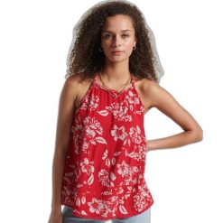 Damski tank top Superdry Vintage Breach. Czerwone topy Superdry, s, bez wzorów, z wiskozy, eleganckie, bez kołnierzyka, bez ramiączek. Za 110.00 zł.