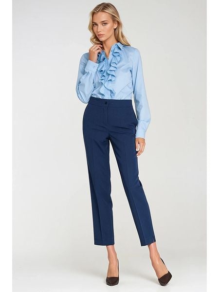 Nife Spodnie w kolorze niebieskim rozmiar: 38. Niebieskie spodnie materiałowe Nife, bez wzorów, z materiału, z podwyższonym stanem. Za 152.62 zł.