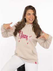 Zwillingsherz Bluza "Dachshund Heart" w kolorze beżowym rozmiar: S. Brązowe bluzy Zwillingsherz, s, bez wzorów, bez ramiączek, z kapturem. Za 169.95 zł.
