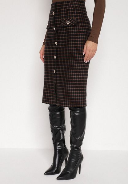 Czarna Ołówkowa Tweedowa Spódnica w Kraciasty Wzór z Guzikami Anitusa. Czarne spódnice Born2be, na co dzień, m, bez wzorów, z jeansu, eleganckie, midi, ołówkowe. Za 79.99 zł.