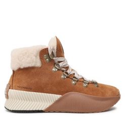 Botki Sorel. Brązowe botki Sorel, bez wzorów, bez obcasa, na płaskiej podeszwie, bez zapięcia. Za 359.99 zł.