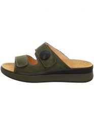 Think! Skórzane klapki w kolorze khaki rozmiar: 39. Brązowe klapki Think!, bez wzorów, klasyczne, z otwartym noskiem, bez obcasa, bez zapięcia. Za 250.35 zł.