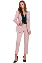 Różowy Klasyczny Żakiet na Jeden Guzik. Czerwone marynarki i żakiety MAKEOVER, l, bez wzorów, z elastanu, klasyczne, bez ramiączek. Za 248.90 zł.