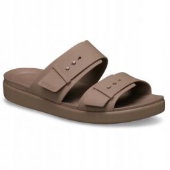 Sandały dla Kobiet Crocs Brooklyn Buckle Low. Białe sandały Crocs, bez wzorów, z materiału, eleganckie, bez obcasa, na obcasie, bez zapięcia. Za 239.99 zł.