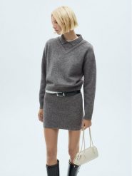 Mango Sweter School 77037667 Szary Regular Fit. Szare swetry Mango, s, bez wzorów, z syntetyku, bez ramiączek. Za 39.99 zł.