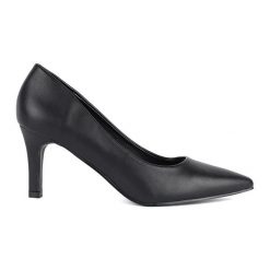Klasyczne eleganckie czarne czółenka na szpilce. Czarne czółenka bez wzorów, eleganckie, bez obcasa, na szpilce, bez zapięcia. Za 181.89 zł.