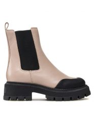 Lasocki Sztyblety RST-BONN-02 Beżowy. Brązowe botki Lasocki, bez wzorów, ze skóry, bez obcasa, na słupku, bez zapięcia. Za 299.99 zł.